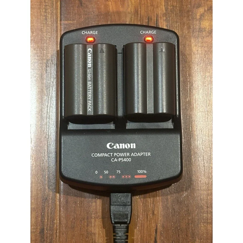 Canon Compact Power Adapter CA-PS400 Charger with DR-400 DC Coupler & Batteries